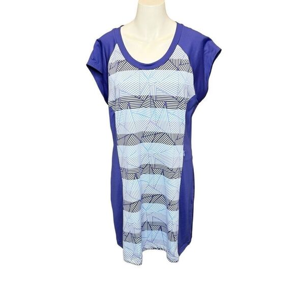 Title Nine dream scoop neck athleisure dress in blue/ purple print size XL - Picture 1 of 12